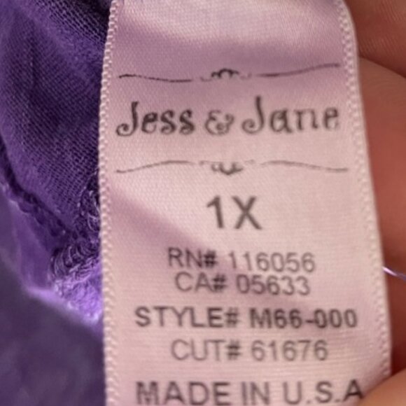 Jess & Jane Purple Mineral Wash Tunic Abstract Geo Print 100% Cotton  Size 1X - Picture 9 of 10